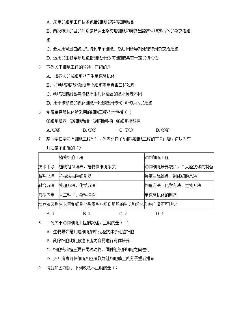 2.2.2 动物细胞融合技术与单克隆抗体 (作业）高二生物（人教版2019选择性必修3）02