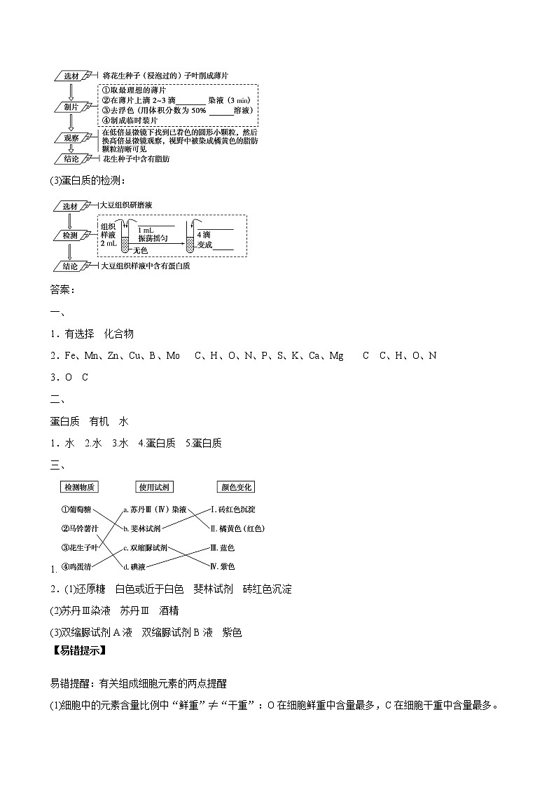第1节细胞中的元素和化合物学案03