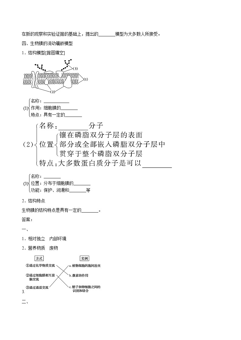 第1节细胞膜的结构和功能学案03