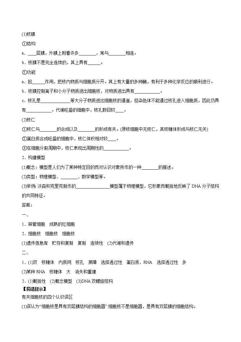 第3节细胞核的结构和功能学案第3页