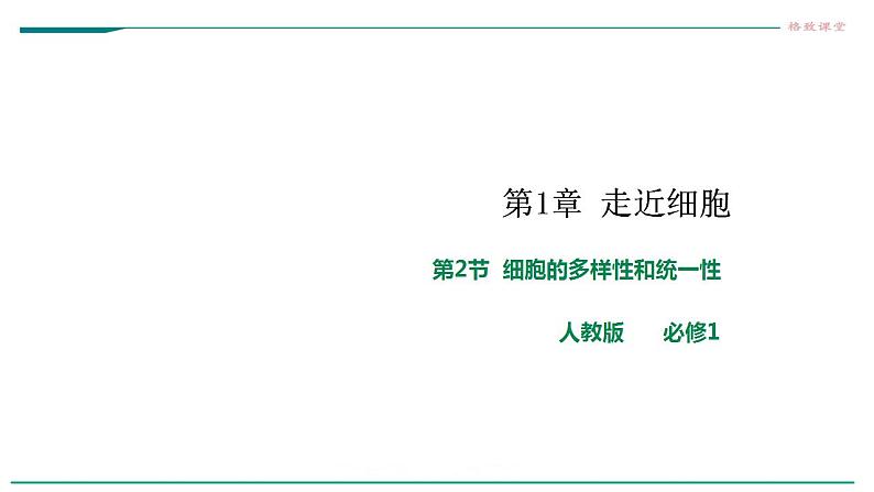 高中生物必修一 1.2细胞的多样性和统一性课件第1页