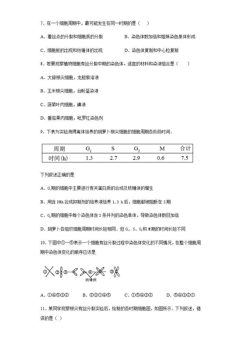 高中生物必修一 6.1 细胞的增殖 练习第3页