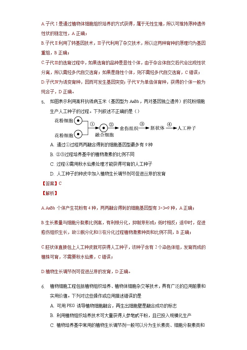 2.1.2 植物细胞工程的应用 (备作业）-【上好课】2021-2022学年高二生物同步备课系列（人教版2019选择性必修3）（解析版）第3页