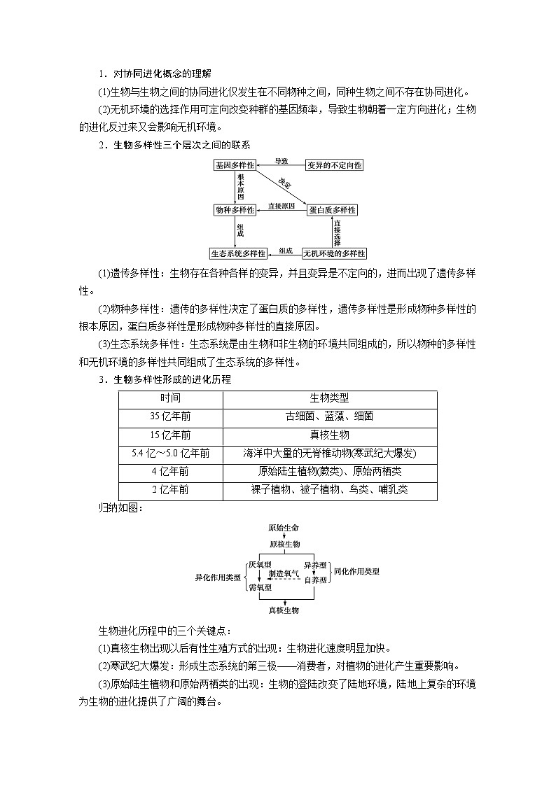 高中生物第二册 学案.第6章 第4节　协同进化与生物多样性的形成第3页