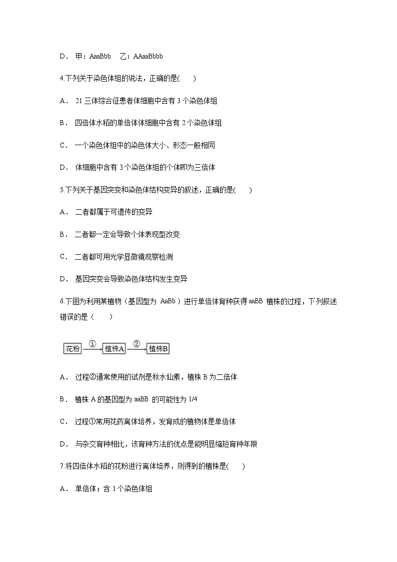 高中生物第二册 5.2 染色体变异 练习（无答案）第2页