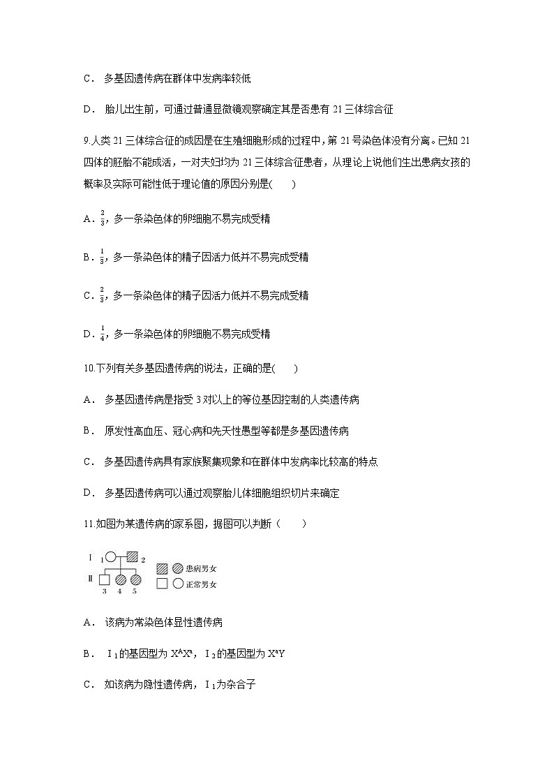 高中生物第二册 5.3 人类遗传病 练习（无答案）03