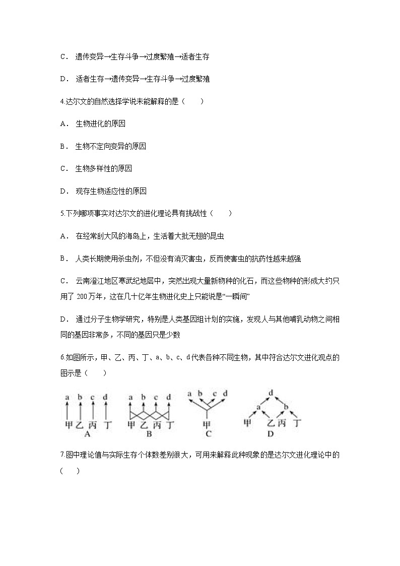 高中生物第二册 6.2 自然选择与适应的形成 练习（无答案）第2页