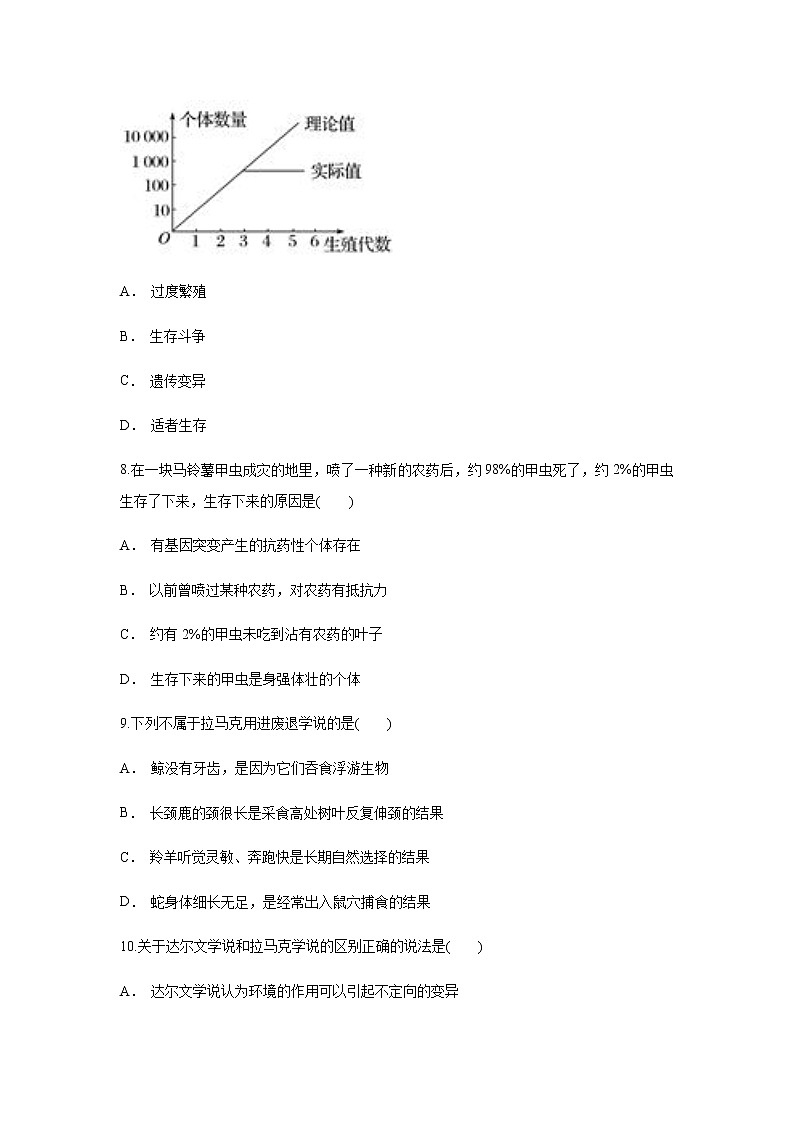 高中生物第二册 6.2 自然选择与适应的形成 练习（无答案）第3页