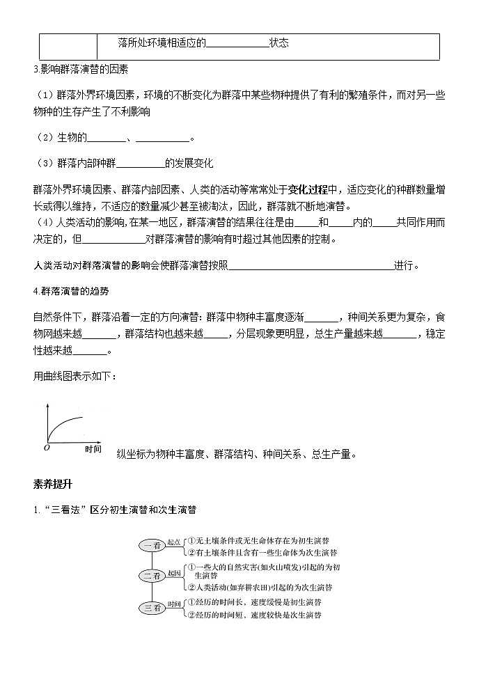 高中生物选择性必修二 2.3 群落的演替 学案02