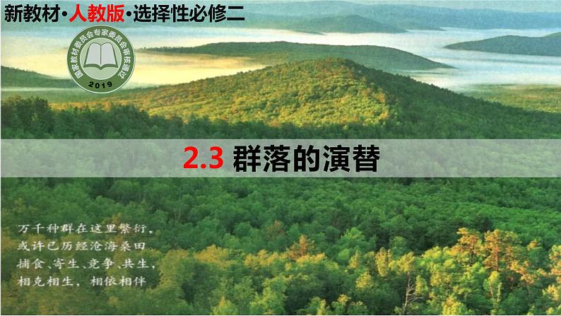 高中生物选择性必修二 2.3 群落的演替精讲课件01