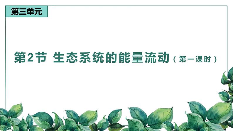 高中生物选择性必修二 3.2 生态系统的能量流动（第一课时）精品课件01