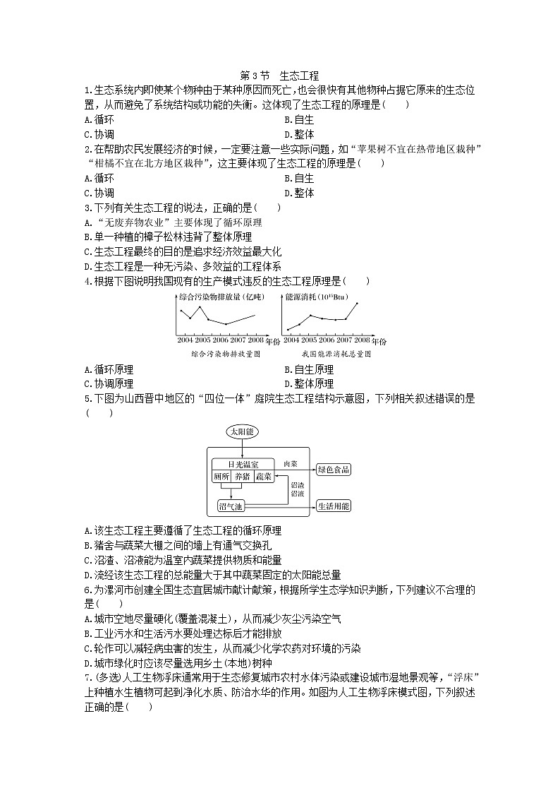高中生物选择性必修二 4.3 生态工程 同步练习01