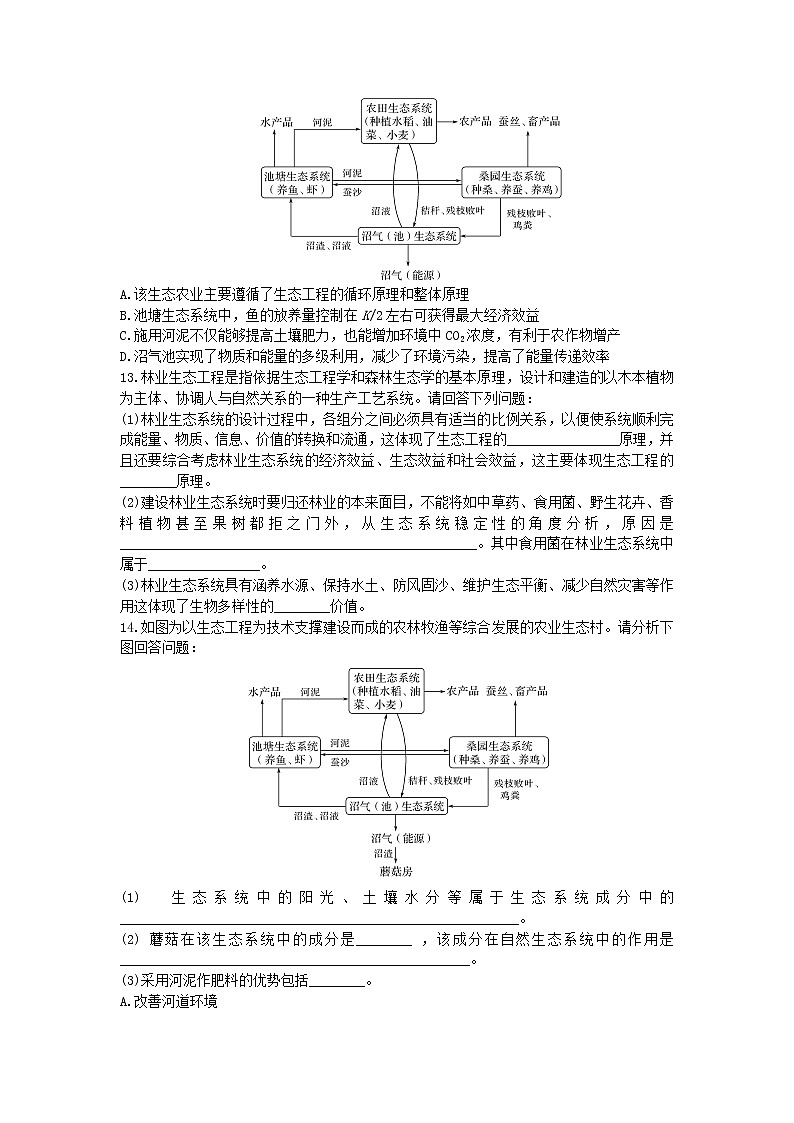 高中生物选择性必修二 4.3 生态工程 同步练习03