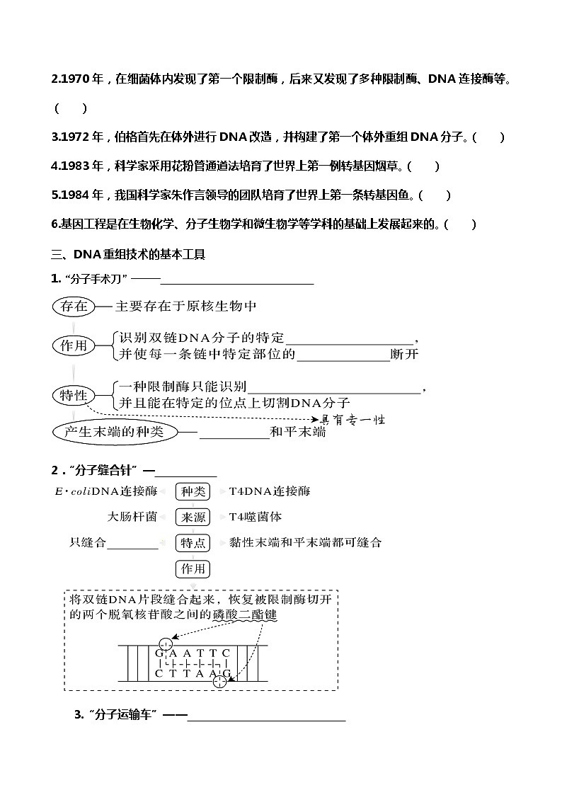 高中生物选择性必修三  3.1 重组DNA技术的基本工具（导学案）02