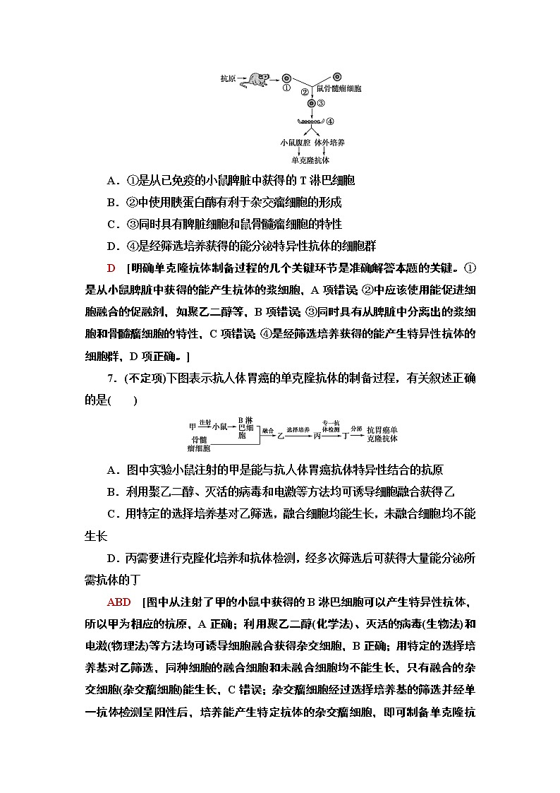 高中生物选择性必修三  8 动物细胞融合技术与单克隆抗体 课后作业第3页