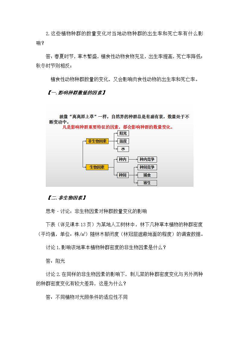 1.3影响种群数量变化的因素 课件+教案 人教版高中生物选择性必修二02