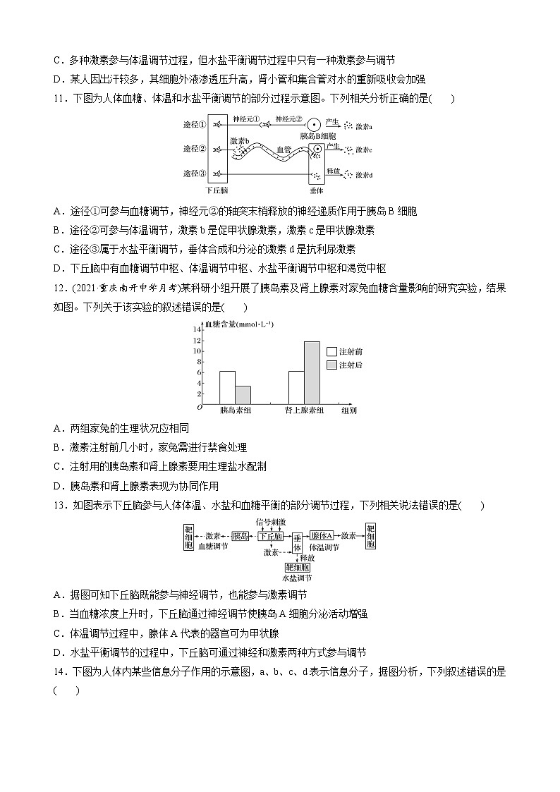 高中生物苏教版（2019）选择性必修一第二章 人体内环境与稳态 章末检测试卷(二)（word版含解析）03