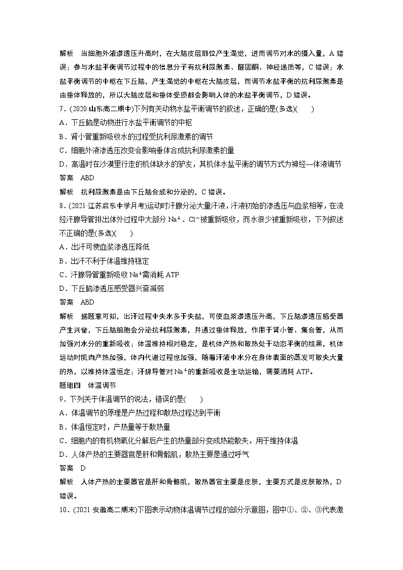 高中生物苏教版（2019）选择性必修一第二章 人体内环境与稳态 重点突破练(二)（学案+）03