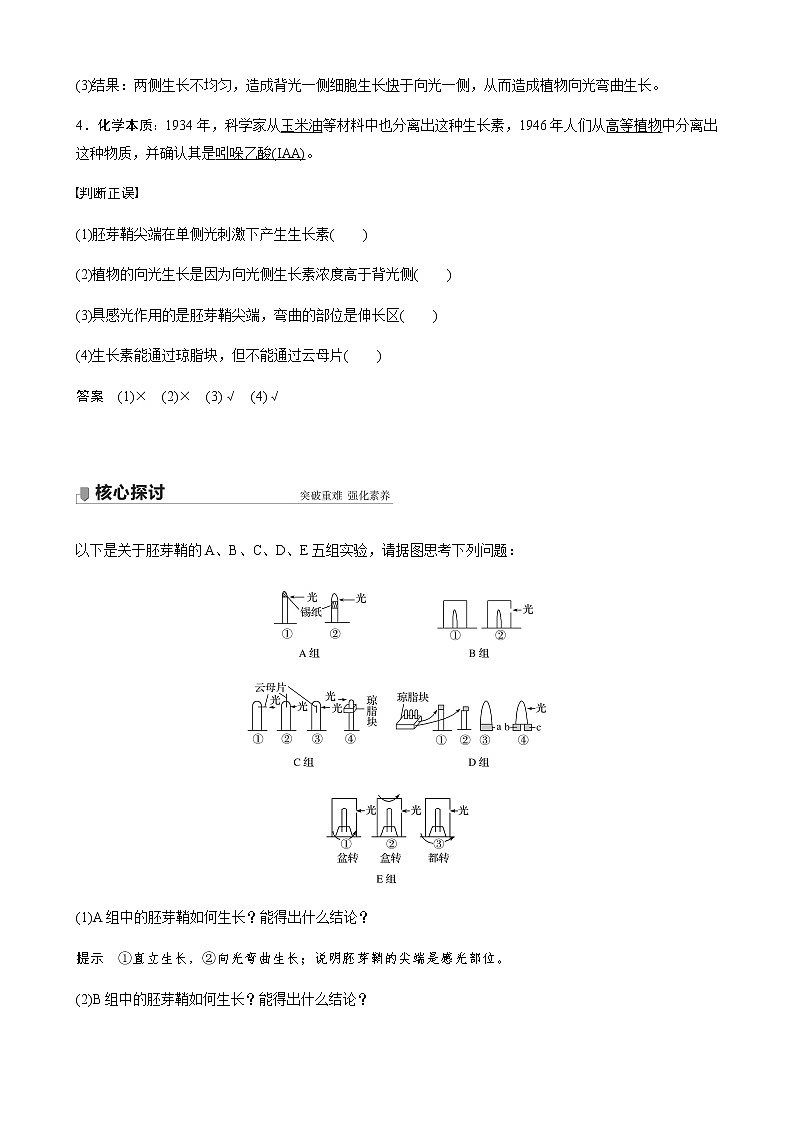 高中生物苏教版（2019）选择性必修一第四章 第一节 第1课时 生长素的发现和生长素的合成、分布与运输（学案+课件81张ppt）03