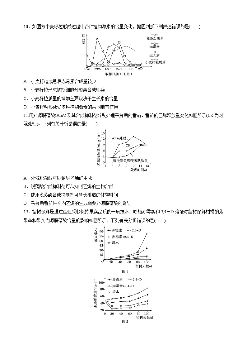 高中生物苏教版（2019）选择性必修一第四章 植物生命活动的调节 章末检测试卷(四)（word版含解析）03