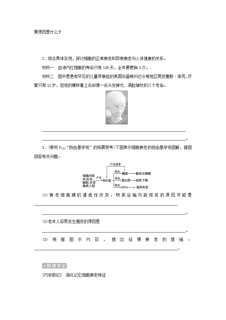 2022_2023学年新教材高中生物第6章细胞的生命历程第3节细胞的衰老和死亡课堂互动探究案新人教版必修1 学案02