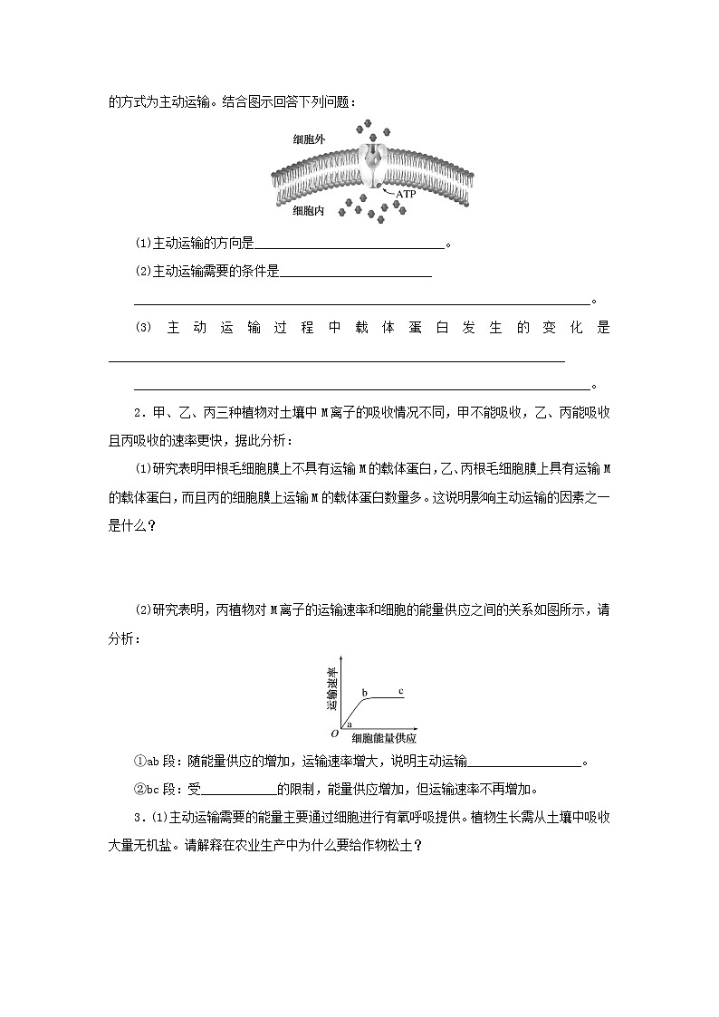 2022_2023学年新教材高中生物第4章细胞的物质输入和输出第2节主动运输与胞吞胞吐课堂互动探究案新人教版必修1 学案02