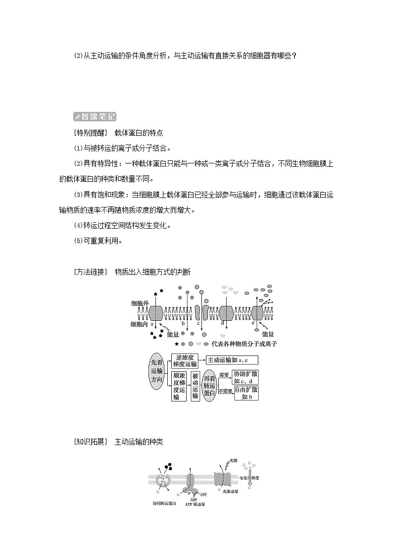 2022_2023学年新教材高中生物第4章细胞的物质输入和输出第2节主动运输与胞吞胞吐课堂互动探究案新人教版必修1 学案03