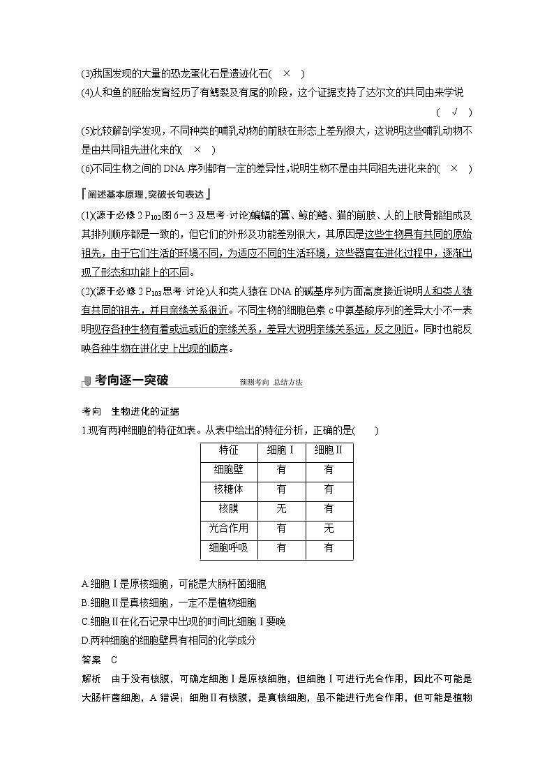 22 2022年高考生物一轮复习（新高考版2(鲁辽)适用） 第7单元 第22讲 生物的进化 - 副本 教案02