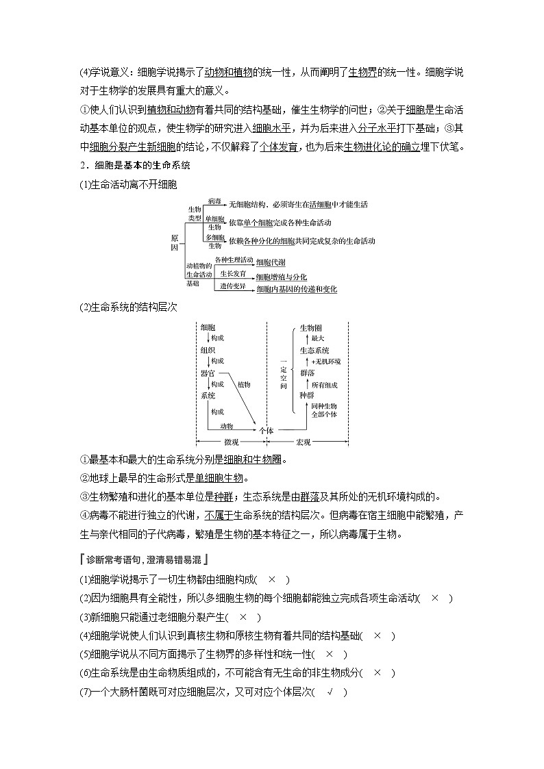 1 2022年高考生物一轮复习（新高考版2(鲁辽)适用） 第1单元 第1讲 走近细胞第2页