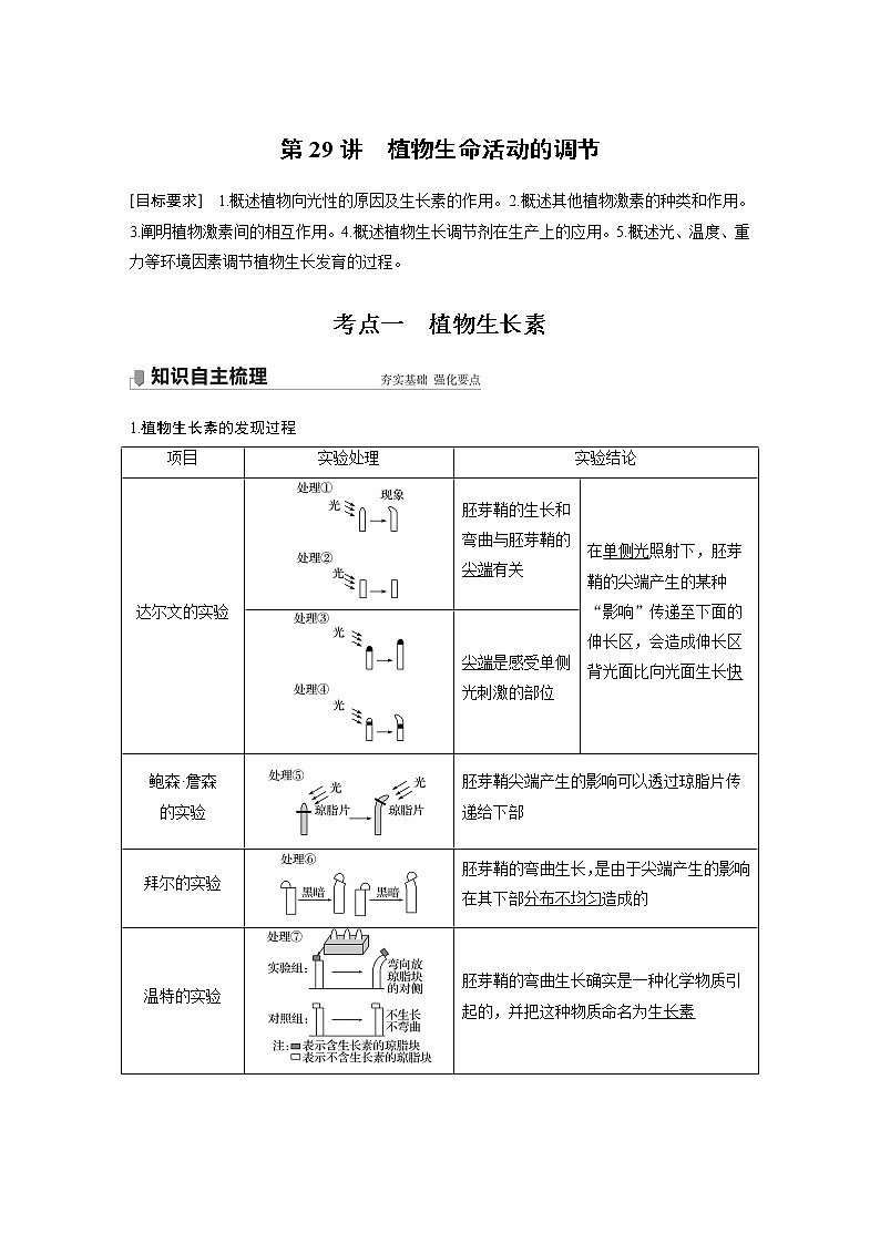 29 2022年高考生物一轮复习（新高考版2(鲁辽)适用） 第8单元 第29讲 植物生命活动的调节第1页