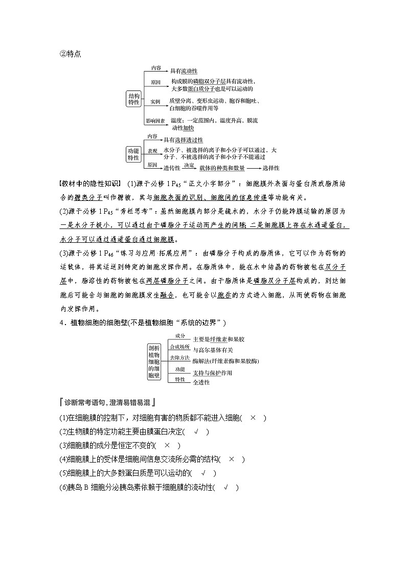 4 2022年高考生物一轮复习（新高考版2(鲁辽)适用） 第2单元 第4讲 细胞膜和细胞核 教案03