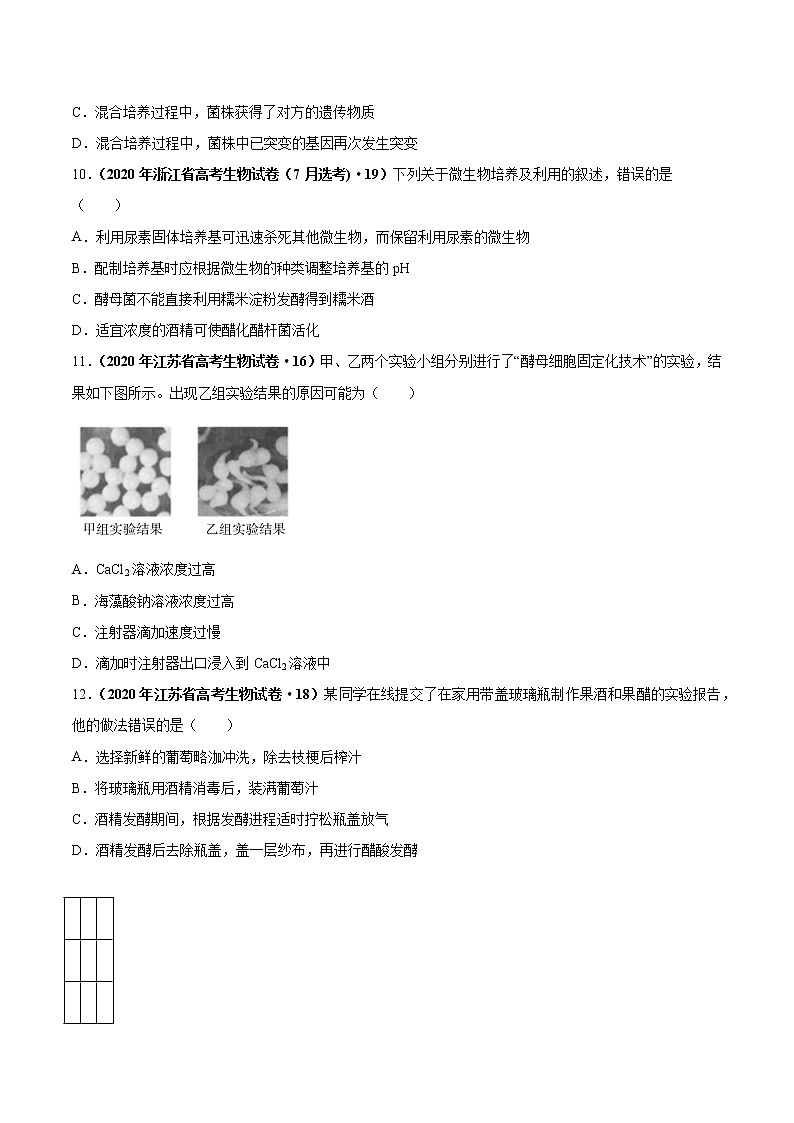 专题13 发酵工程-十年（2013-2022）高考生物真题分项汇编（全国通用）（原卷版）第3页