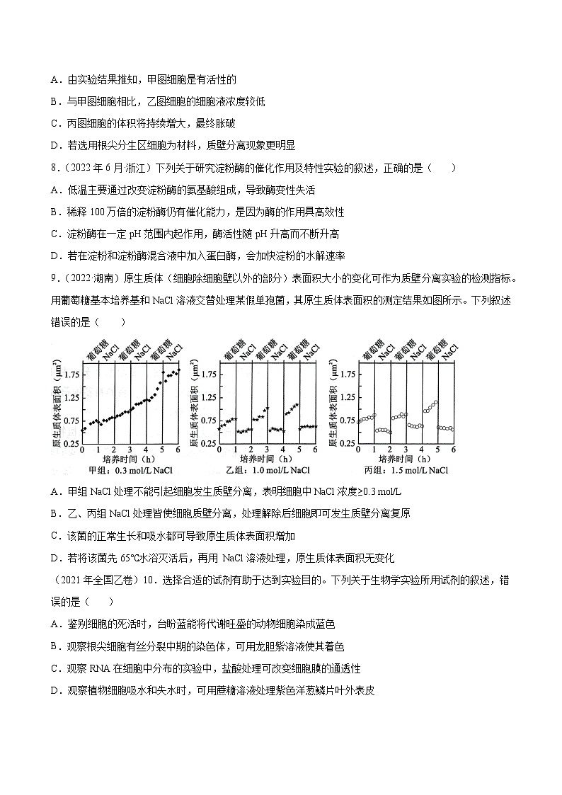 专题15 实验与探究-十年（2013-2022）高考生物真题分项汇编（全国通用）（原卷版）第3页