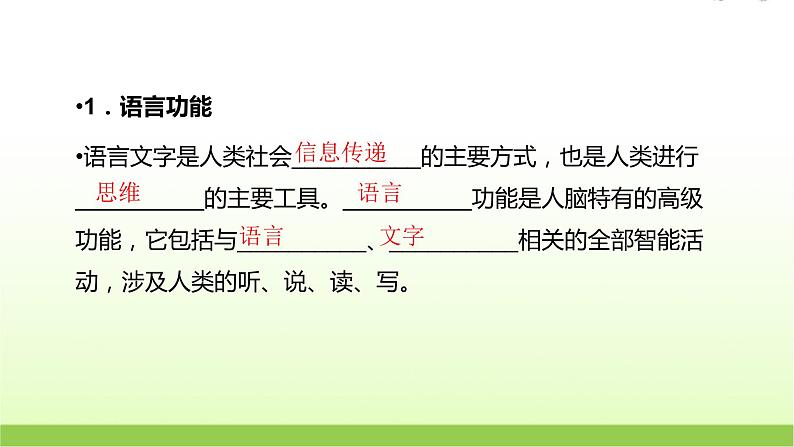人教版高中生物选择性必修1第2章第5节人脑的高级功能课件第5页