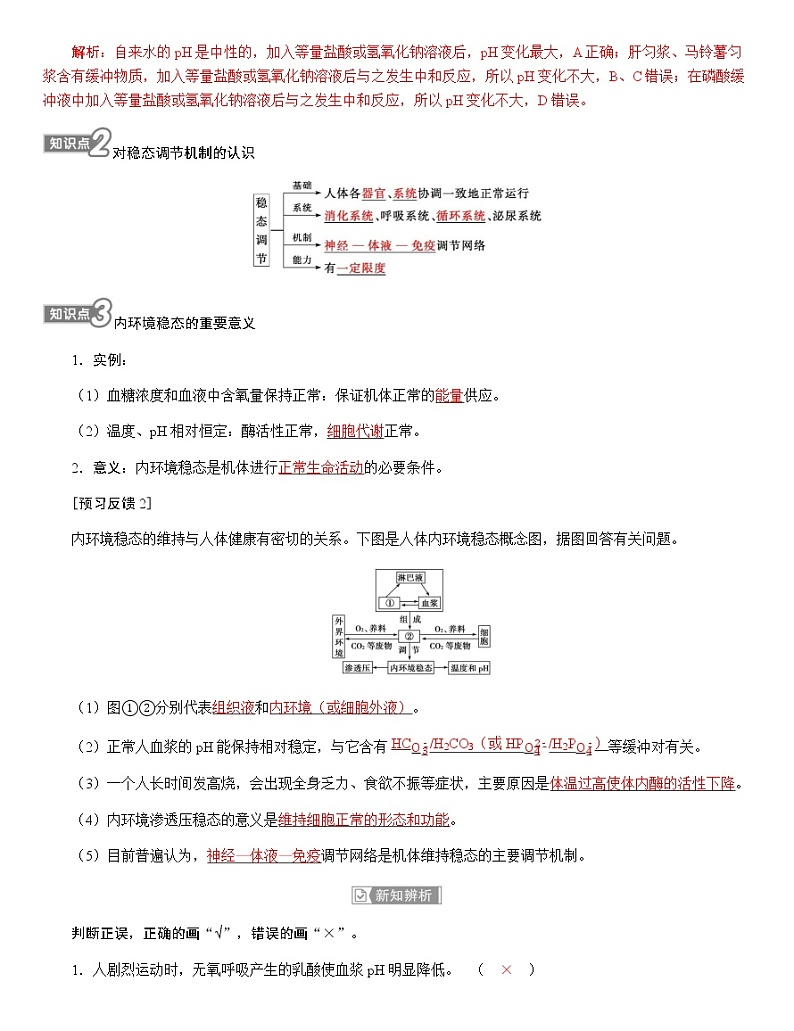人教版高中生物选择性必修1第1章第2节内环境的稳态学案03