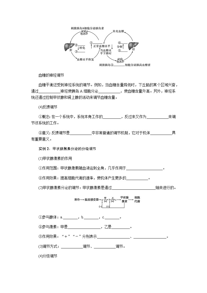 人教版高中生物选择性必修1第3章第2节激素调节的过程学案02