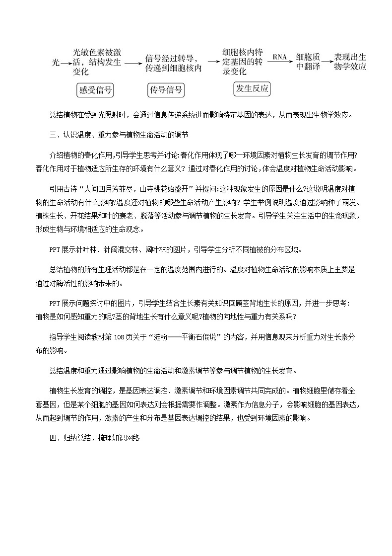 5.4环境因素参与调节植物的生命活动教学设计 高中生物人教版（2019）选择性必修1第2页