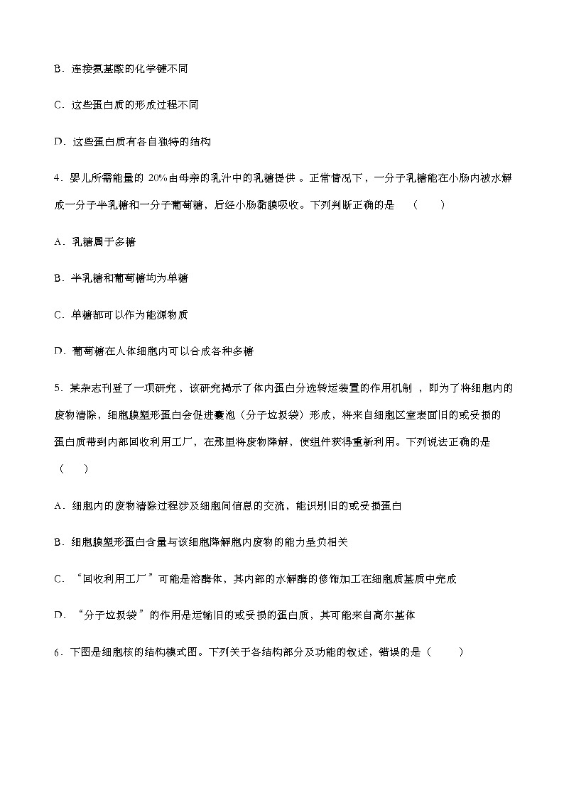 2023届湖南省永州市第一中学高三上学期入学考试生物试卷含答案02