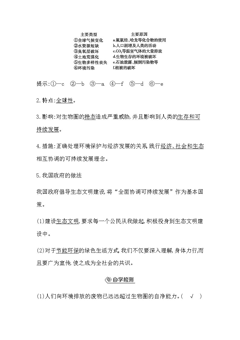 人教版高中生物选择性必修2第4章第1节人类活动对生态环境的影响学案03