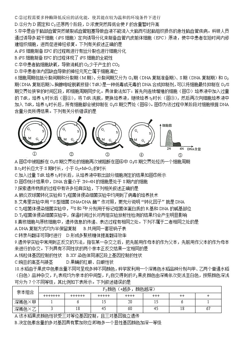 2023河南青桐鸣名校联盟高三上学期9月联考试题生物含解析02