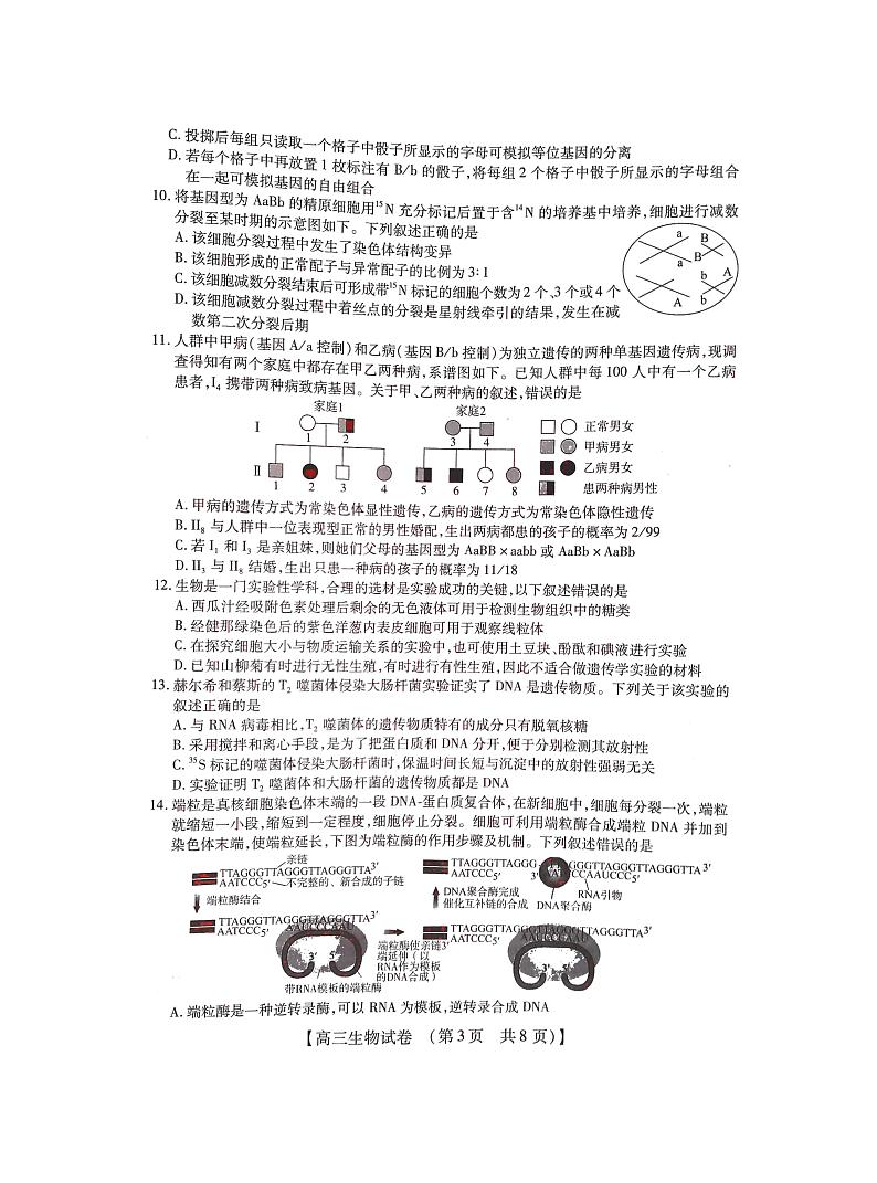 2022-2023学年高三年级TOP二十名校九月摸底考试生物试题PDF版无答案第3页
