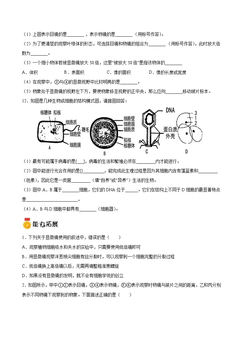 第02练 细胞的多样性和统一性-【每课一练】高一生物同步分层练（人教版2019必修1）03