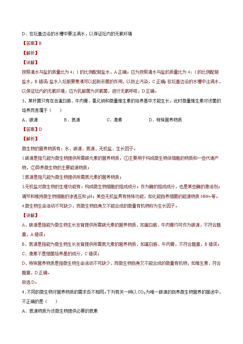 第1章 发酵工程（基础卷）-【章末分层卷】2022-2023学年高二生物同步测试卷（人教版2019选择性必修3）02
