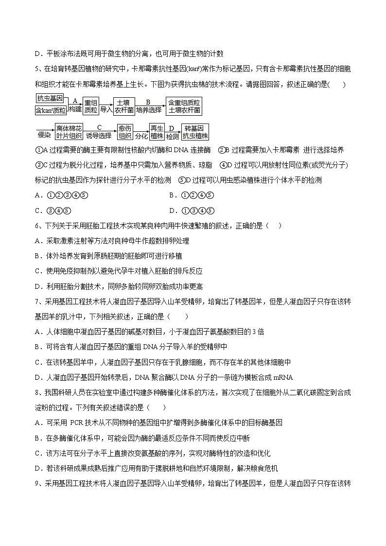 期末测试卷（基础卷）-【章末分层卷】2022-2023学年高二生物同步测试卷（人教版2019选择性必修3）（原卷版）第2页