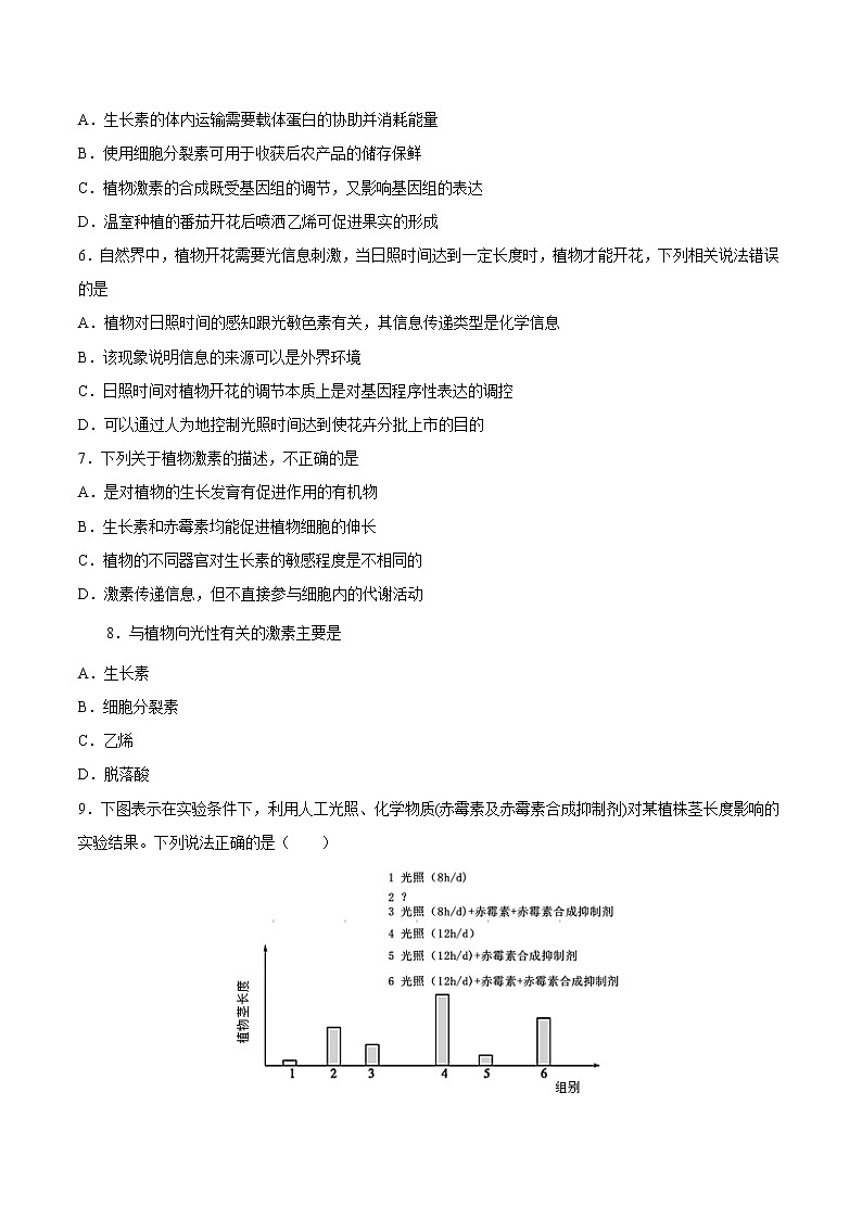 5.4+环境因素参与调节植物的生命活动-2022-2023学年高二上学期课时同步练（2019人教版选择性必修1）02