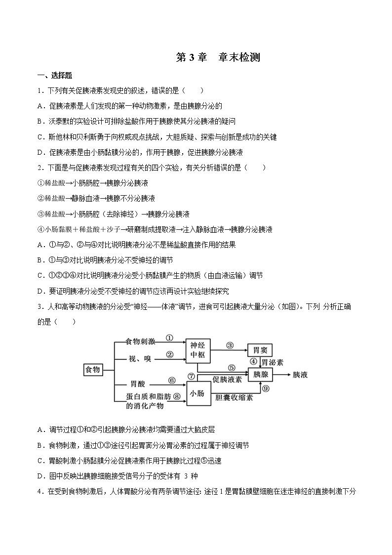 第3章+章末检测-2022-2023学年高二上学期课时同步练（2019人教版选择性必修1）01