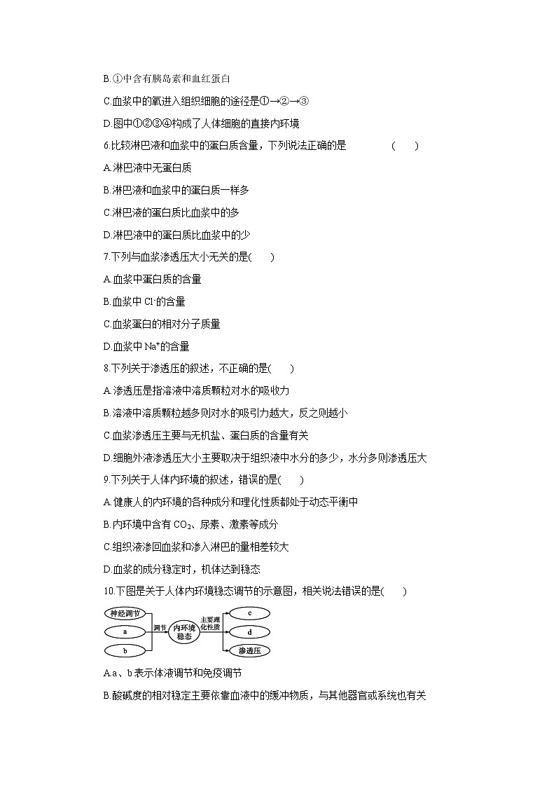 第1章+人体的内环境与稳态A卷-2022-2023学年高二生物学同步单元AB卷（2019人教版选择性必修1）02