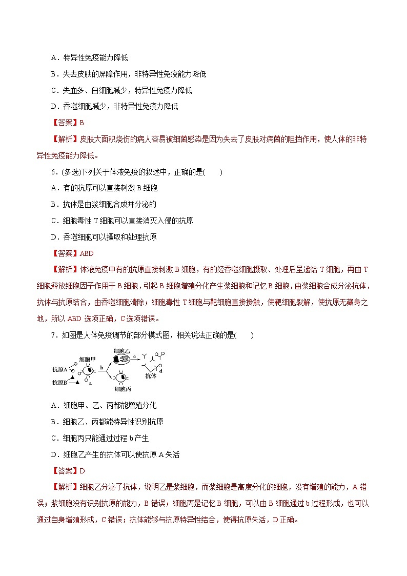 第4章+免疫调节A卷-2022-2023学年高二生物学同步单元AB卷（2019人教版选择性必修1）02