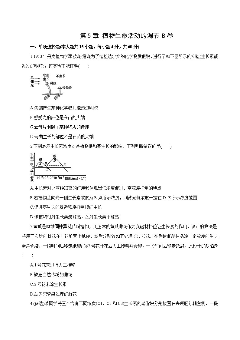第5章+植物生命活动的调节B卷-2022-2023学年高二生物学同步单元AB卷（2019人教版选择性必修1）01