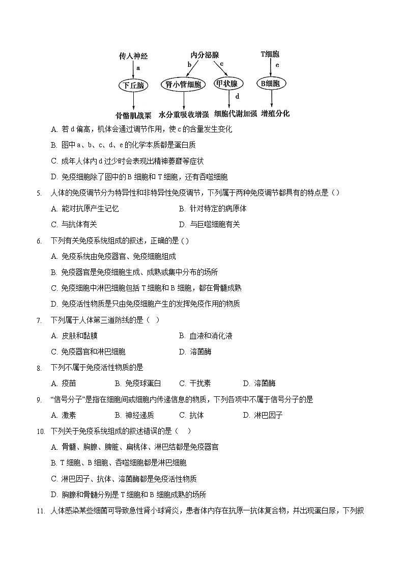 4.1 免疫系统的组成和功能-2022-2023学年高二生物课后培优练（人教版选择性必修1）02